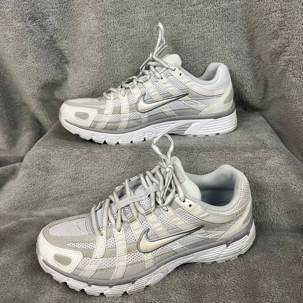 Nike P-6000 Shoes Womens 7.5 Metallic Summit White Y2K Style